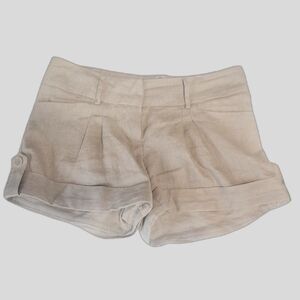 Shine & Fine Beige Linen Short Shorts Size Large